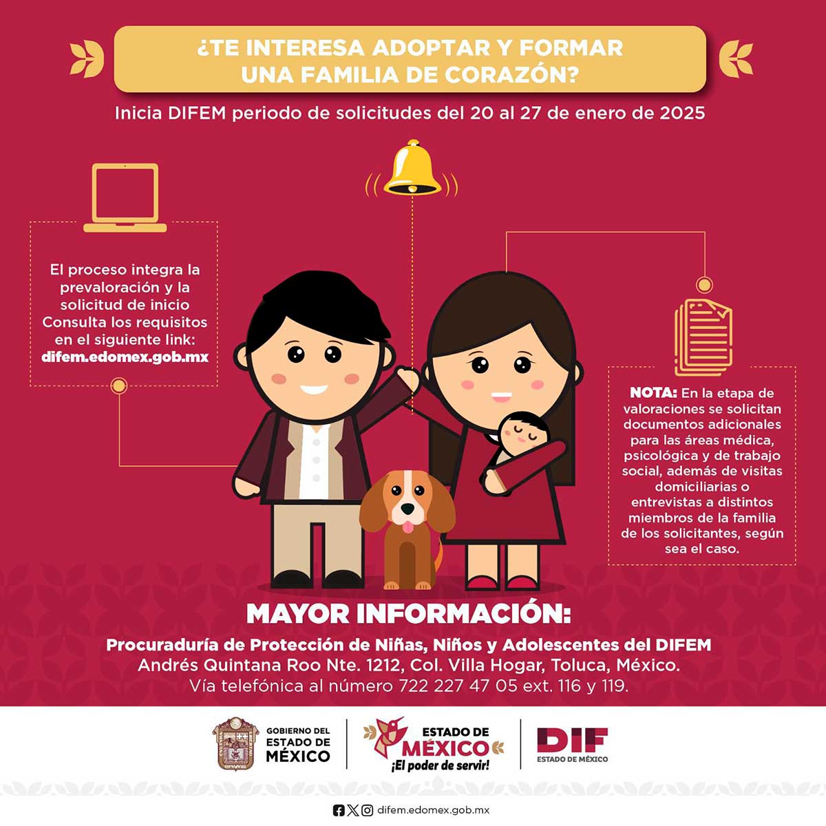 Anuncio del DIFEM del primer periódo de adopción.