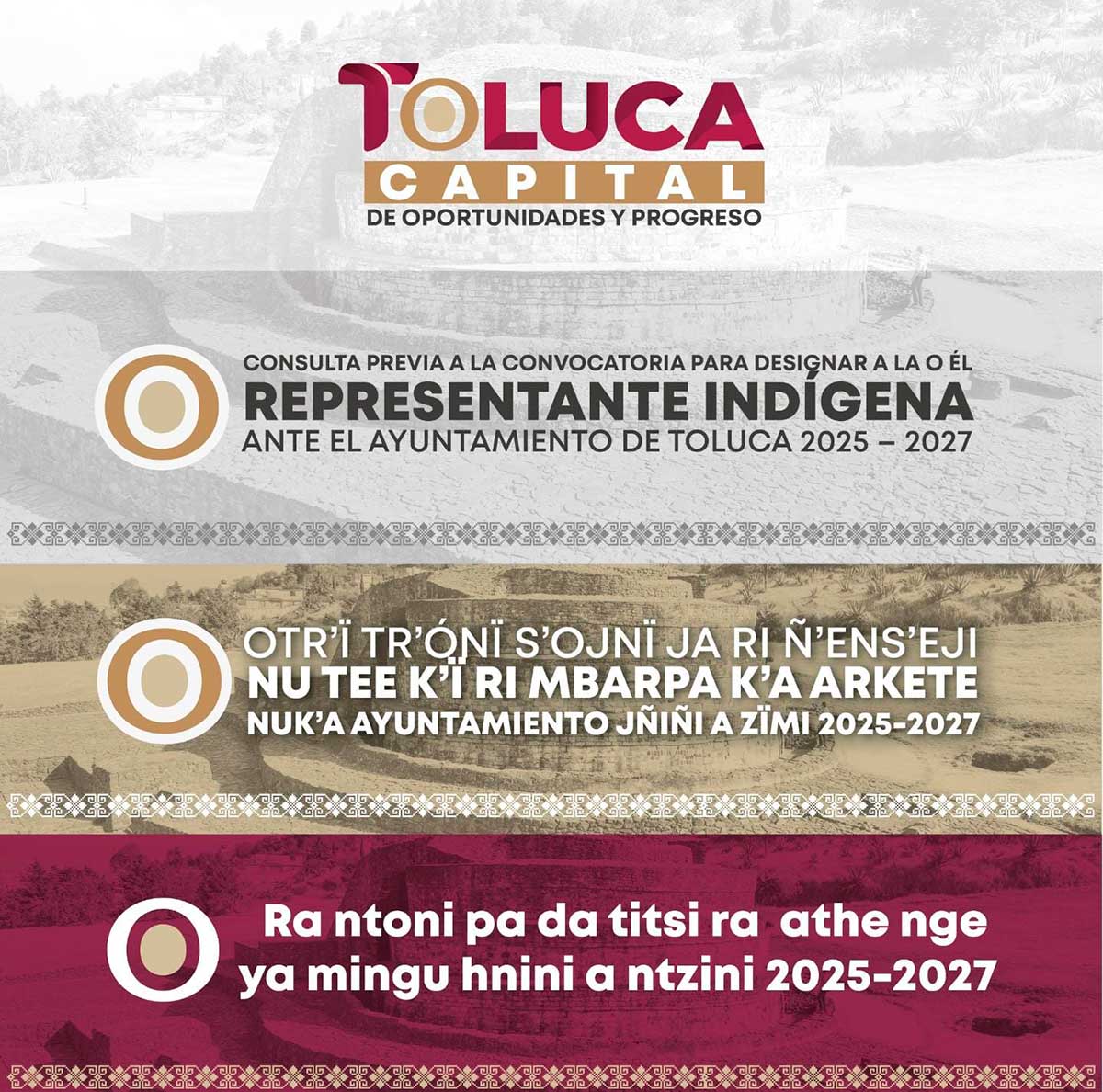 Toluca convoca a consulta para elegir a su representante de comunidades indígenas.
