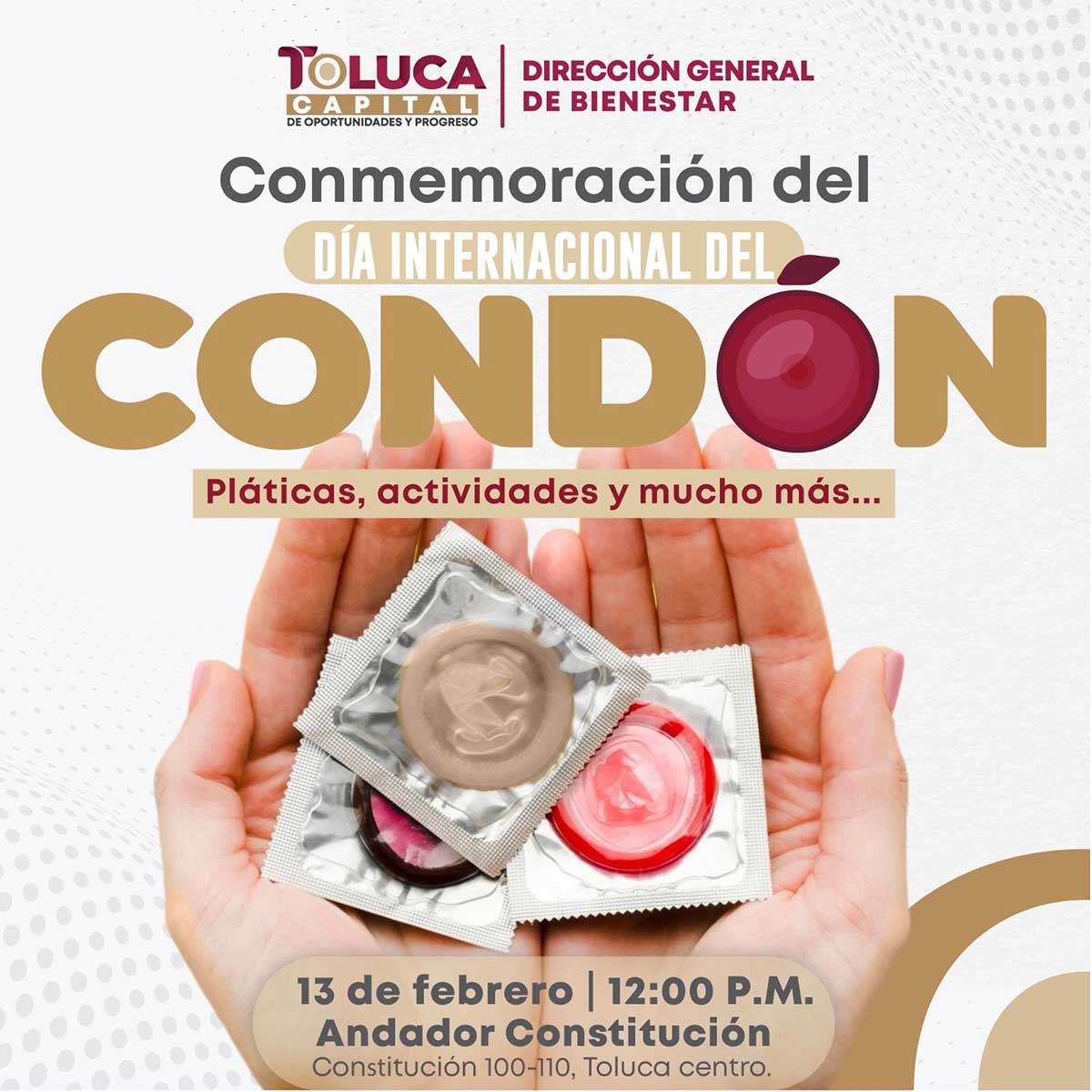 Toluca invita a las jornadas de salud sexual.