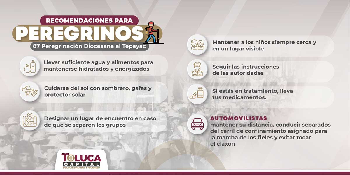 Toluca prepara cierres viales y operativos por peregrinación diocesana.