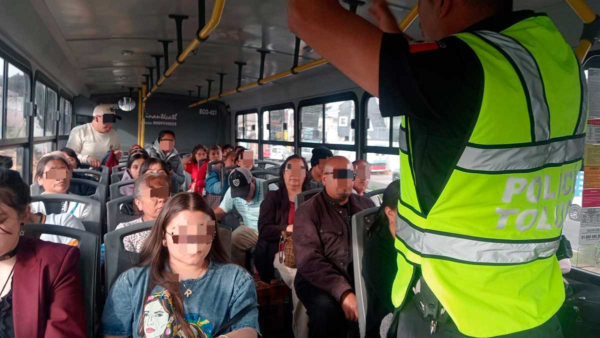 Operativo de Seguridad en transporte público de Toluca.