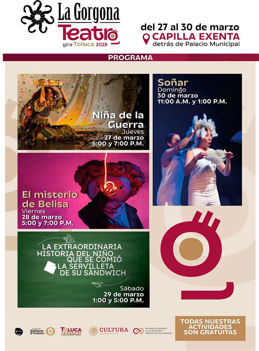 Anuncian funciones de Teatro gratuito en Toluca.