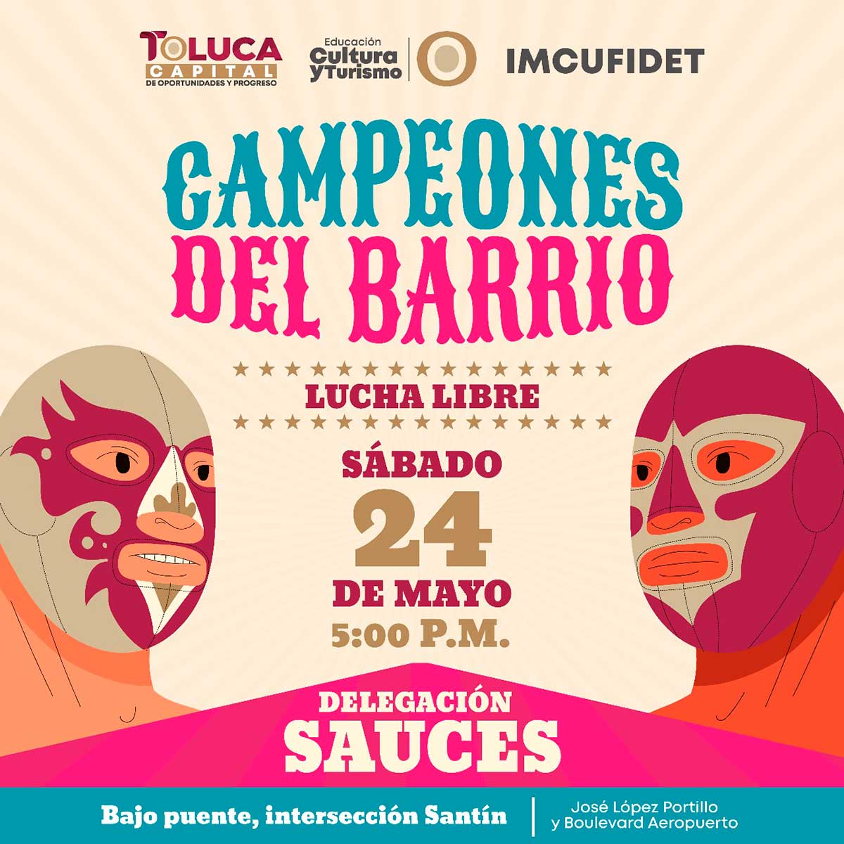 Toluca invita al espectáculo Campeones de Barrio, un evento de lucha libre y apropiación de espacios públicos.