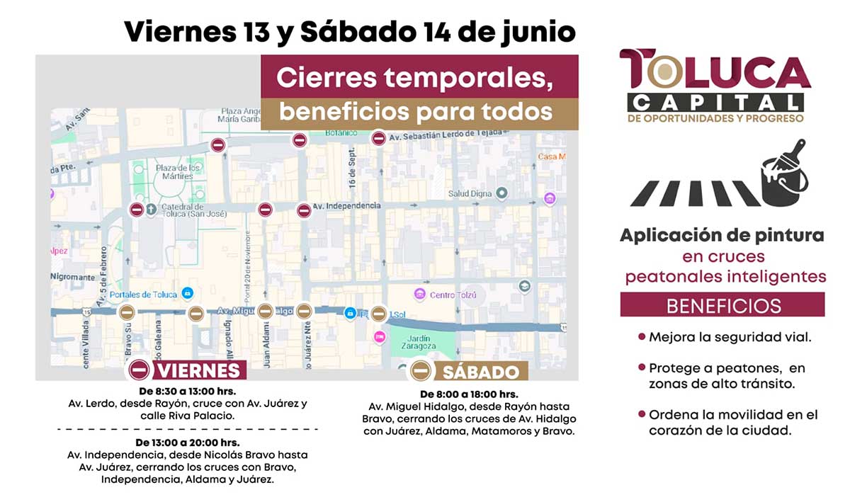 Obras de modernización vial en Toluca.