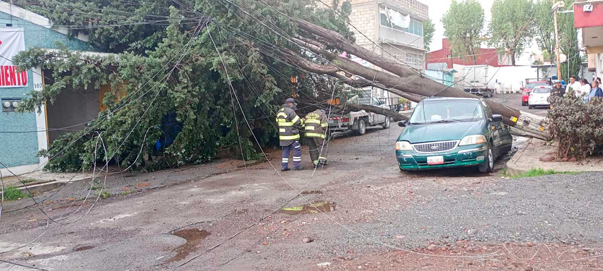 Atención por afectaciones por la lluvia en Toluca.