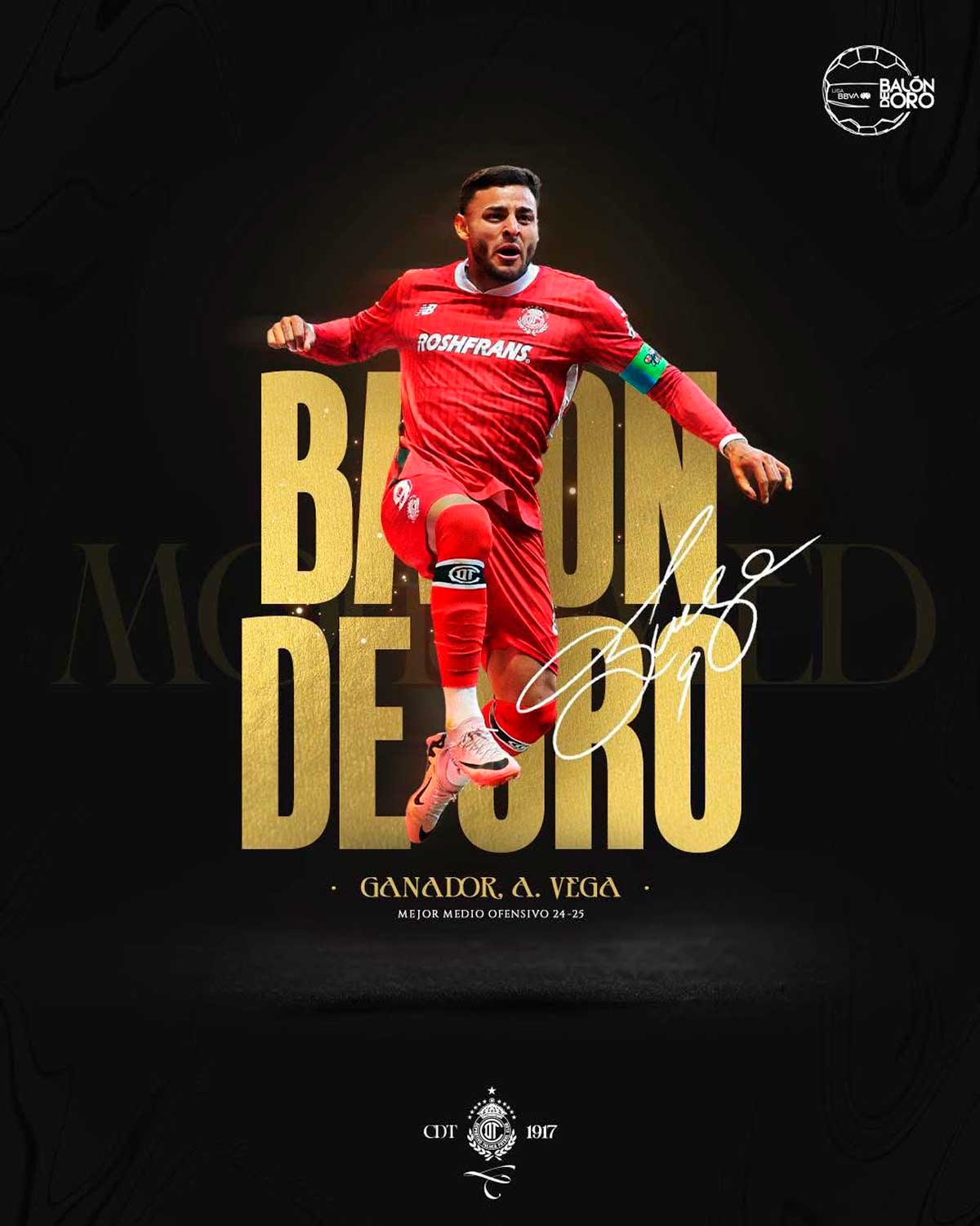 Juagadores de los Diablos Rojos del Toluca arrasan el Balón de Oro 2025.