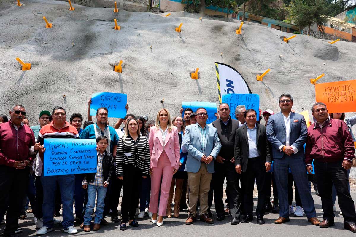 Entrega Huixquilucan estabilización de talud en Avenida Cristóbal Colón