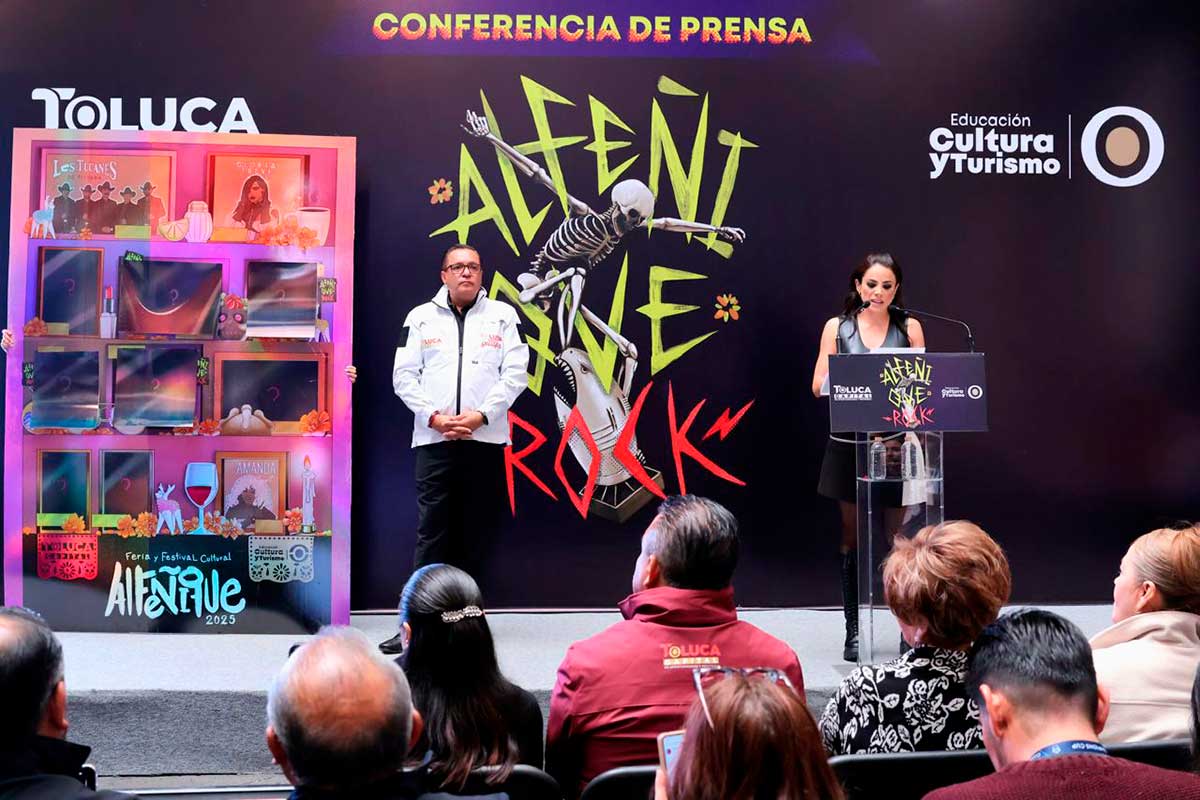 El gobierno de Toluca anuncia concierto de rock durante el Festivasl Alfeñique 2025.