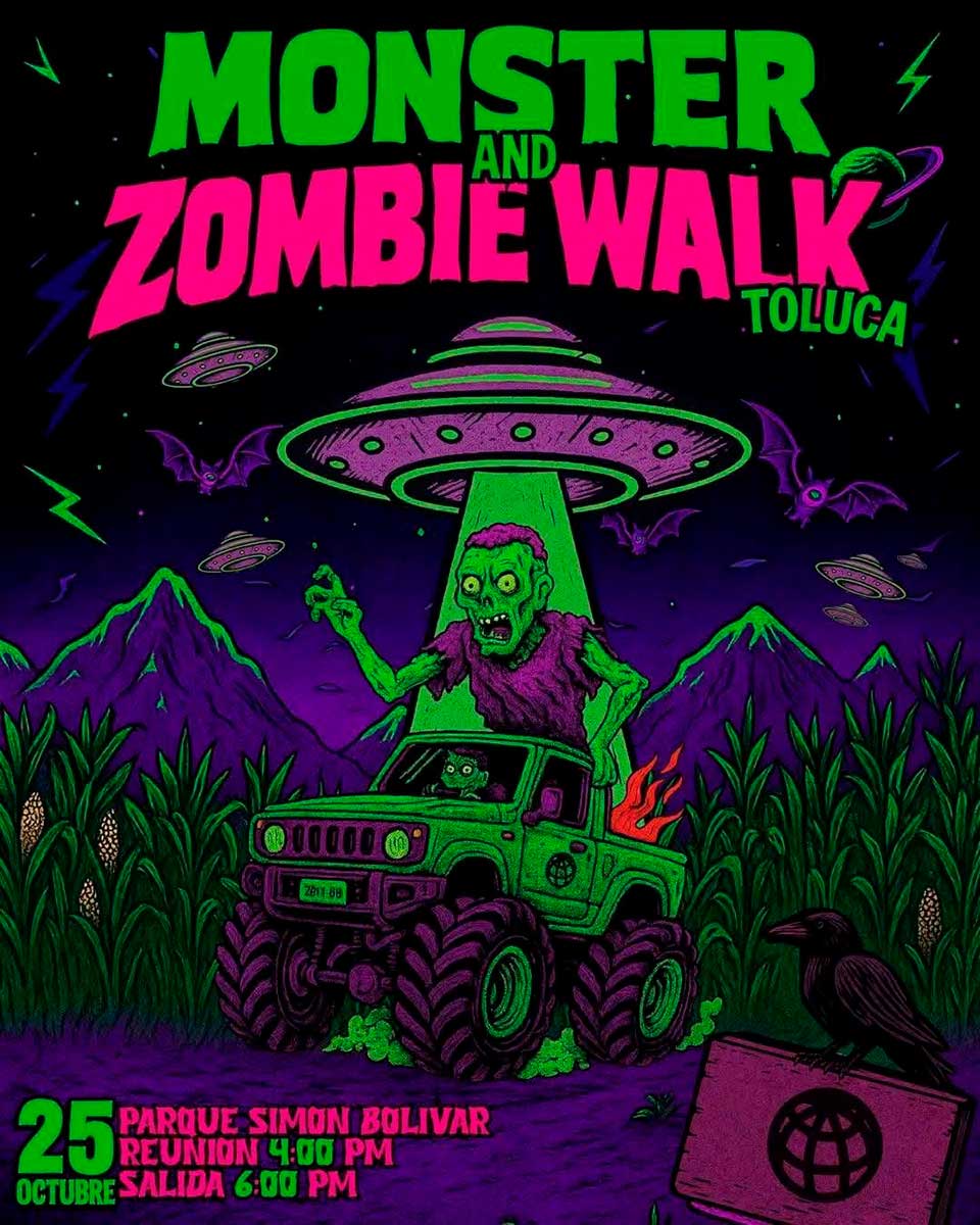 Anuncian cierres viales durante la marcha zombie walk toluca 2025.