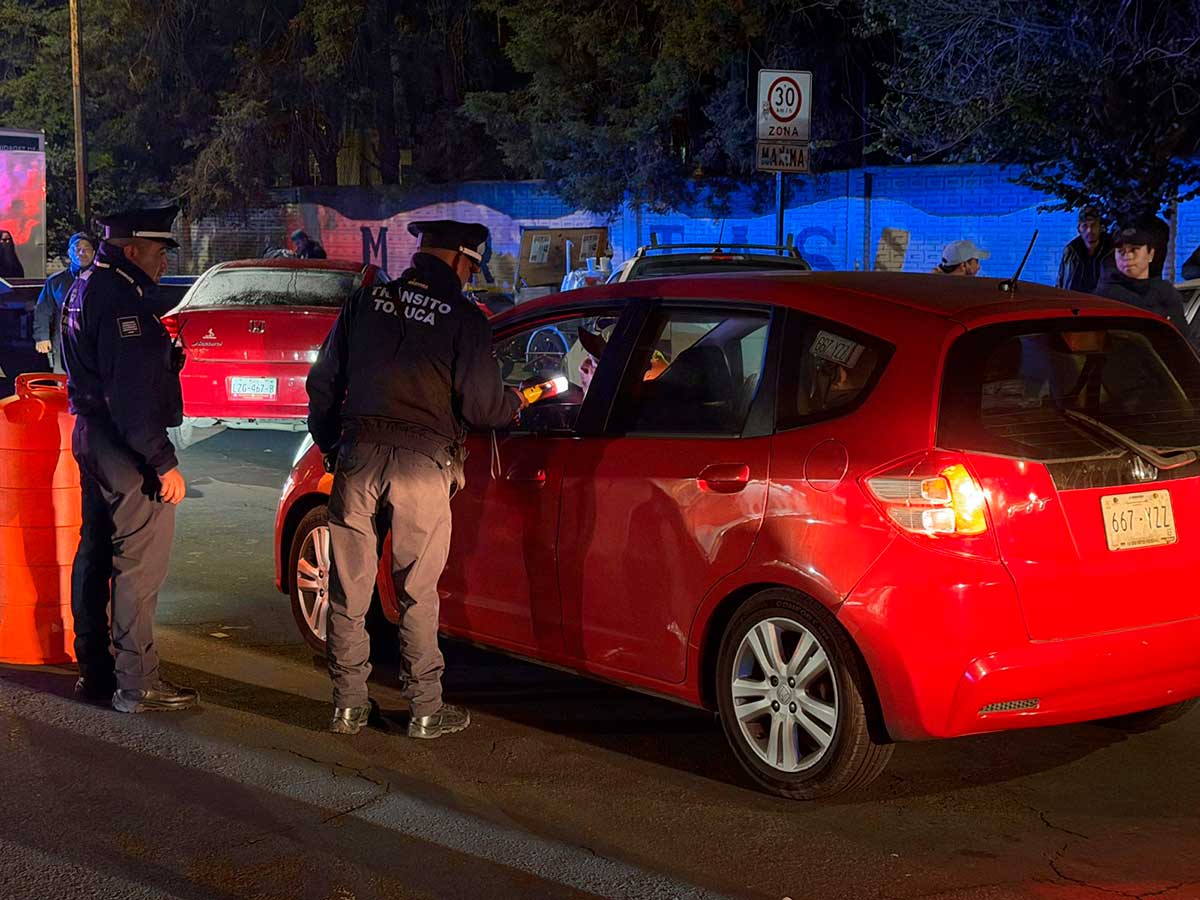 Operativo Conduce sin Alcohol en Toluca deja 46 detenidos ante el Juez Cívico