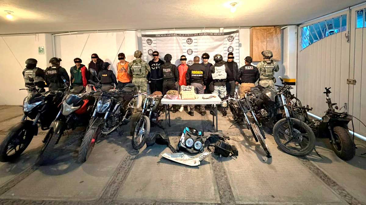 Detienen en operativo interinstitucional a siete mientras desvalijaban motocicletas en Toluca