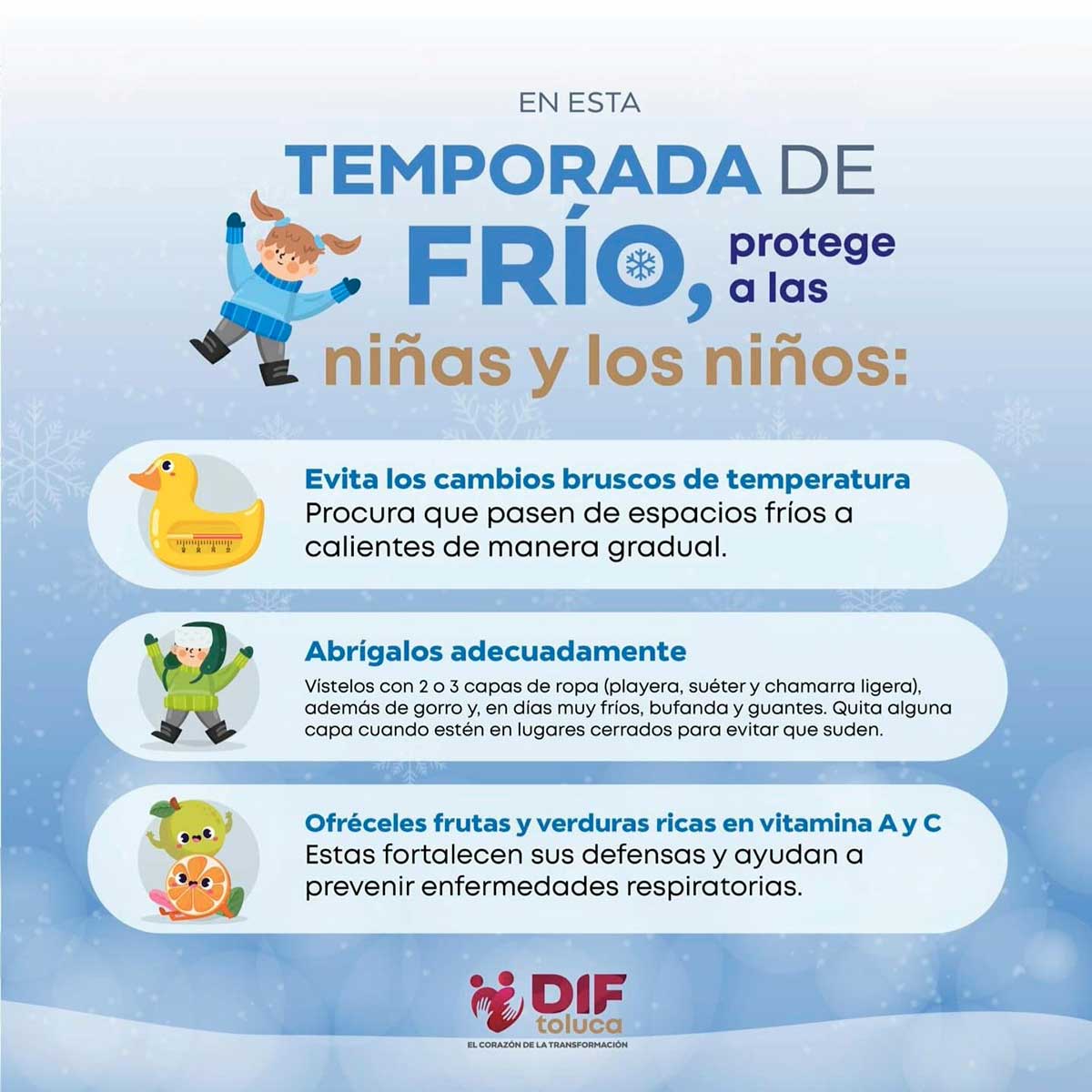DIF Toluca llama a cuidar la salud de niños.