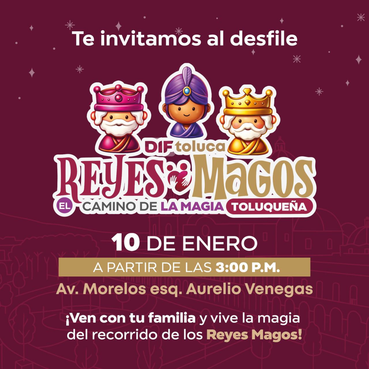 Invitan festeja los Reyes Magos en Toluca.