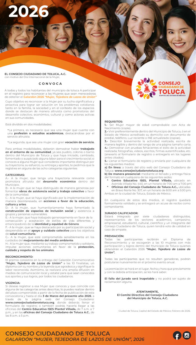 Convocatoria del Consejo Ciudadano de Toluca.