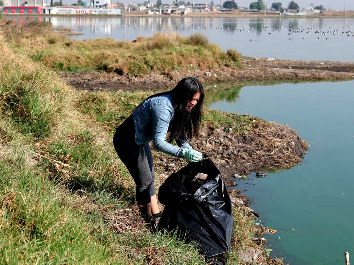 Ciudadanía limpia el bordo de San Jerónimo en Toluca.