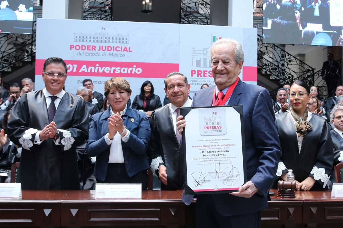 El Poder Judicial del Estado de México celebra 201 años con entrega de preseas a juristas.