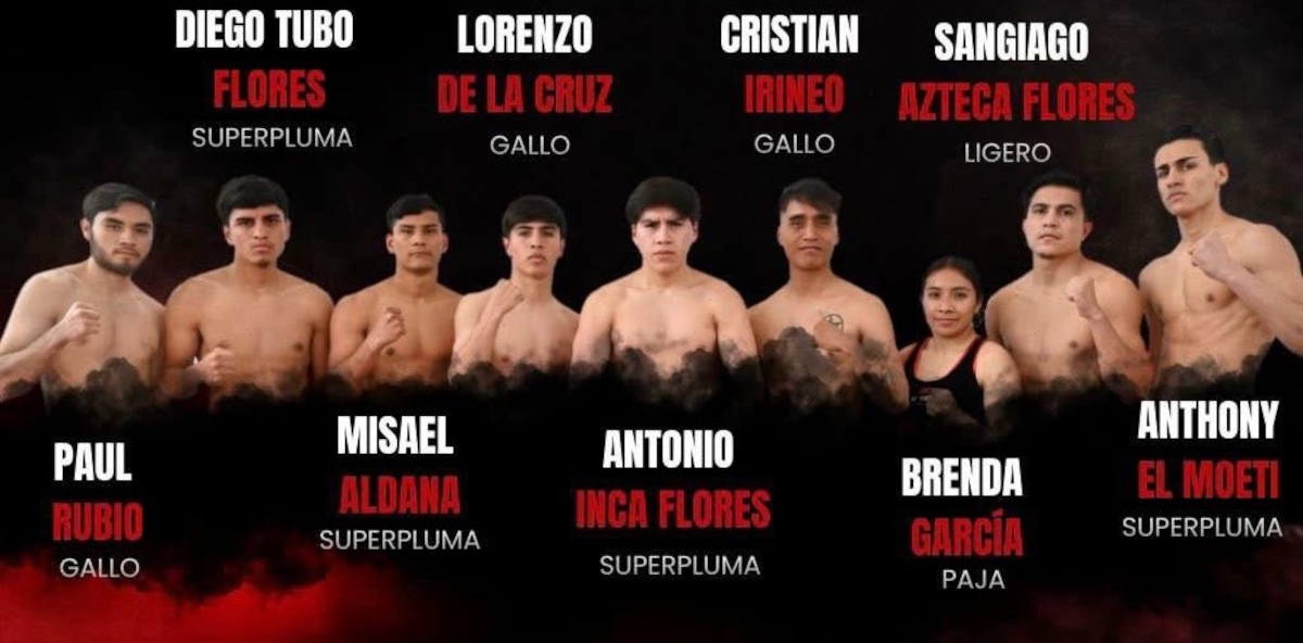 Publicidad de función de boxeo en Temoaya.