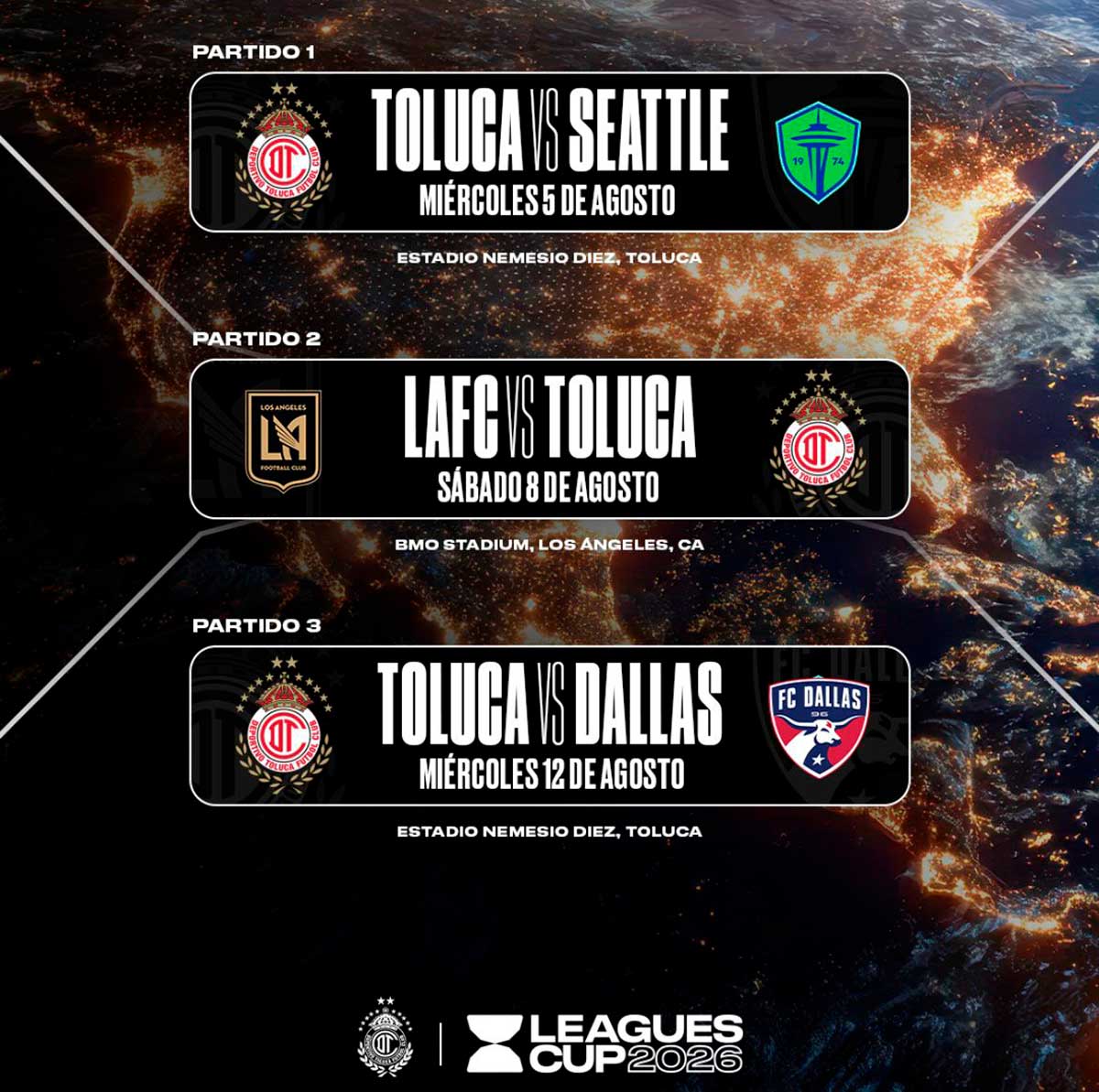 Toluca disputará juegos de la Leagues Cup.