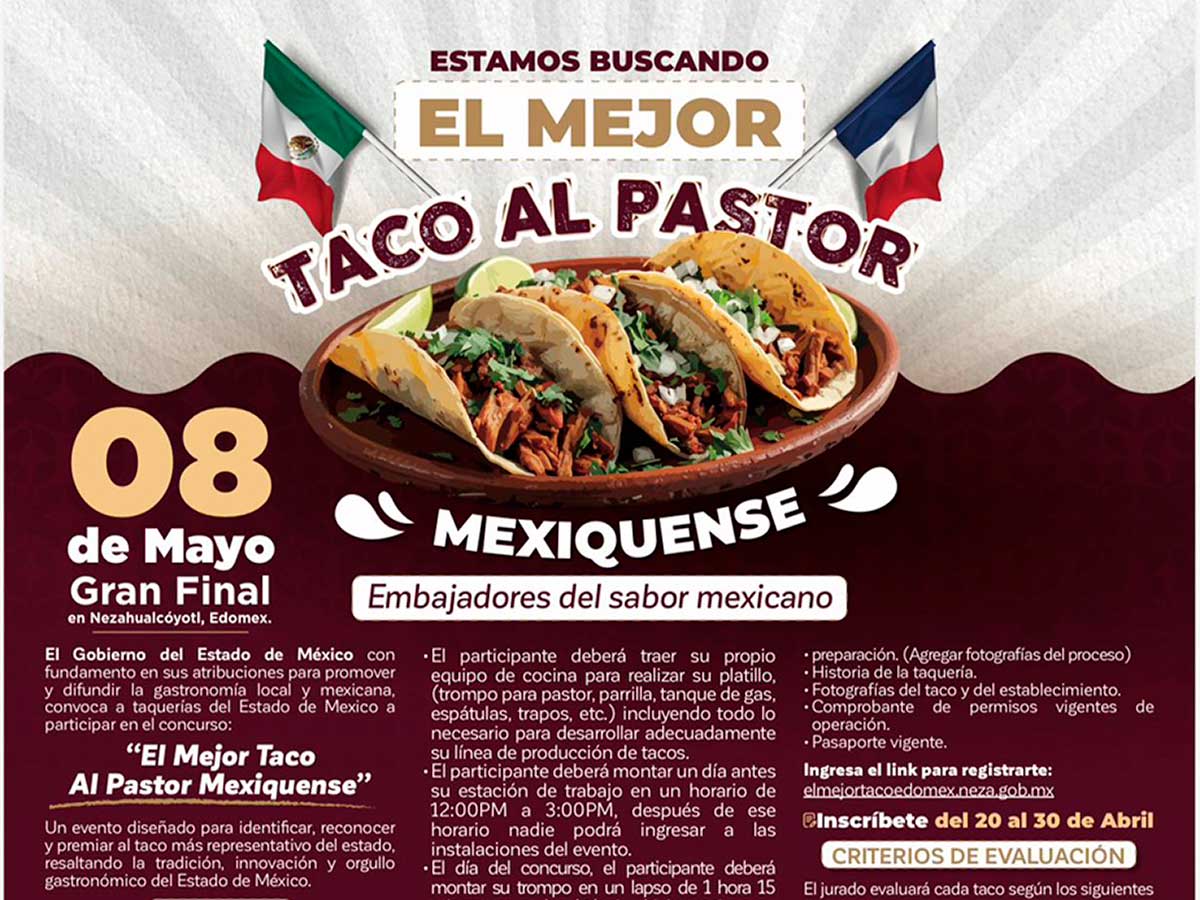 EdoMéx busca al mejor taco al pastor: ganadores viajarán a París