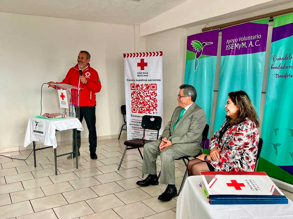 ISSEMYM dona termómetros a Cruz Roja Toluca.