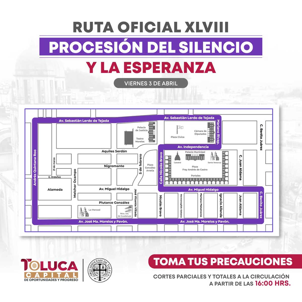 Anuncian operativo vial por Procesión del Silencio en Toluca.