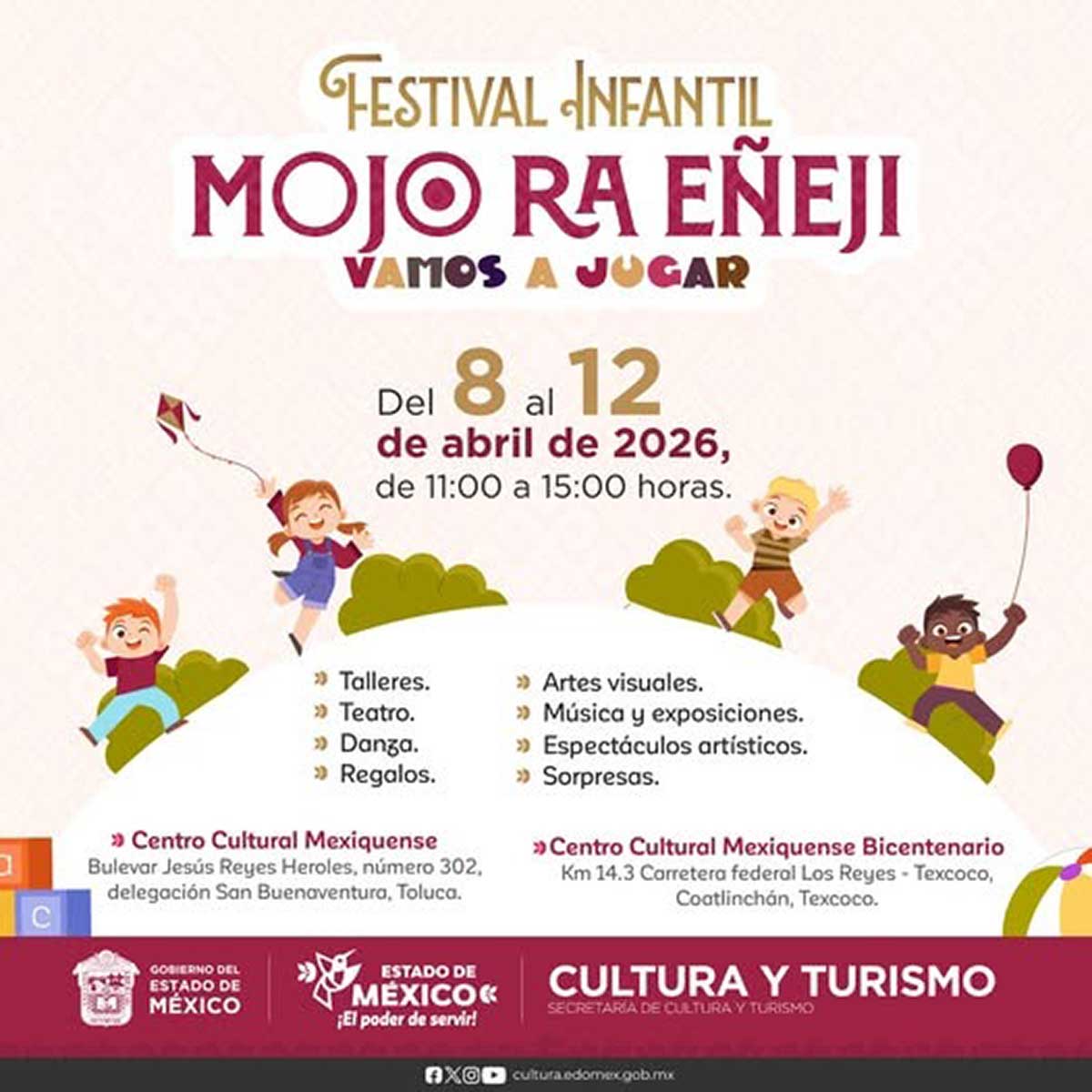 Invitan al festival infantil "Mojo Ra Eñeji" en toluca y Texcoco.
