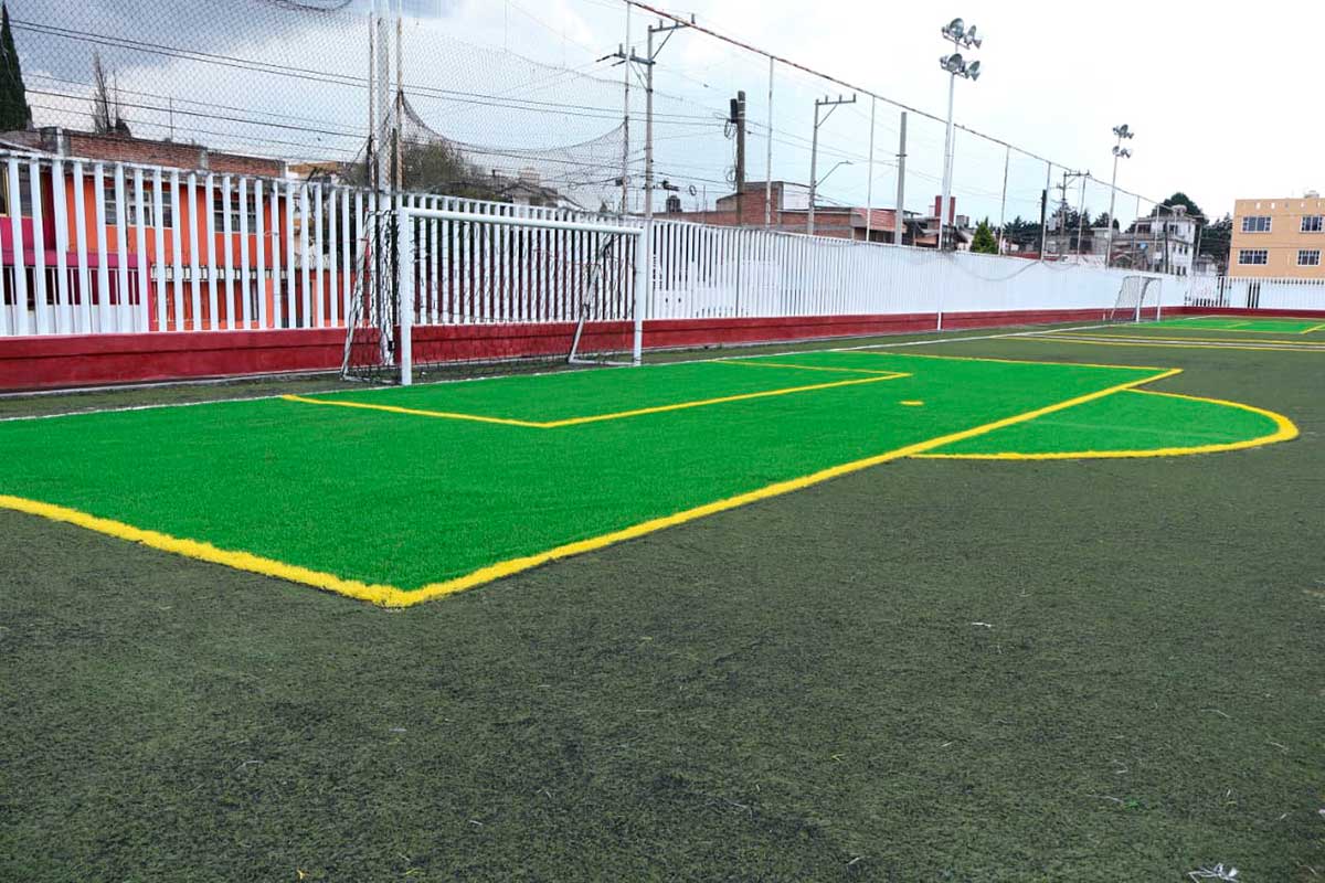 Cacnchas de futbol rehabilitadas en Toluca.