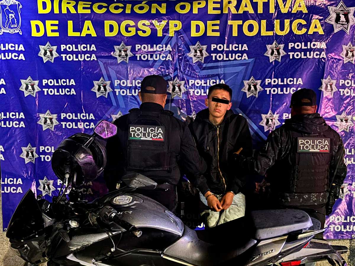 Cae en Toluca presunto «motorratón» que tenía orden de reaprehensión vigente