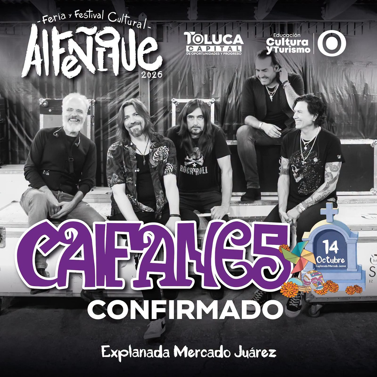 Caifanes se presentará en Toluca el 14 de Octubre durante el Festival Alfeñique 2026.