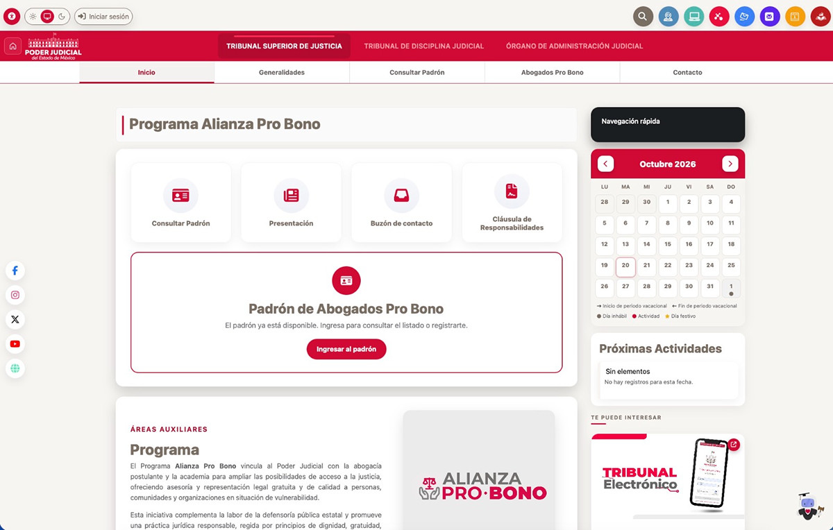 PJEdomex abre registro para abogados interesados en la Alianza Pro Bono